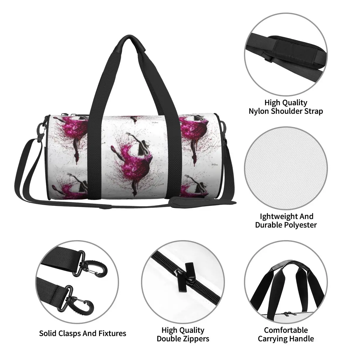 Bolsa de gimnasio con estampado de Ballet para mujer, bolso deportivo con zapatos, chica de baile, belleza Pop, portátil, equipaje gráfico, bolsa de Fitness