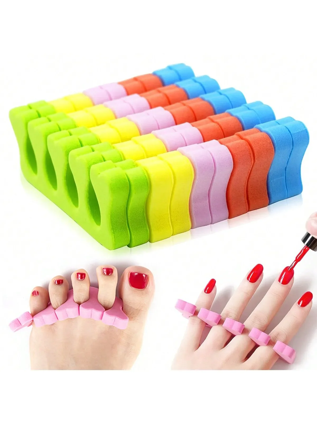 

Multicolour Nail Art Toe Separators Finger Separators Sponge Soft UV Gel Polish Beauty Tools Manicure Pedicure Pack Nail Kits