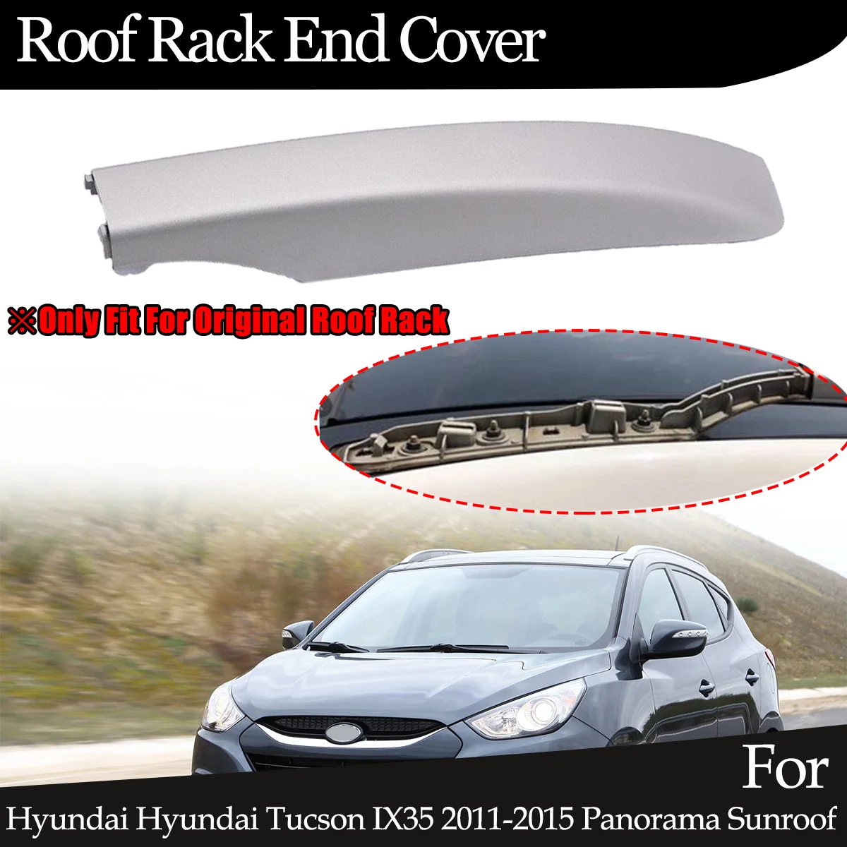 Roof Rack Cover For Hyundai Tucson IX35 TUCSON 2011-2015 Panorama Sunroof Front Rear Roof Luggage Bar Rail End Shell Cover