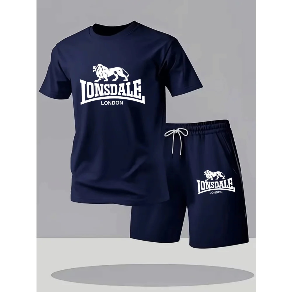 

2026 Men's Crew Neck Short Sleeve T-Shirt And Sports Shorts 2-Piece Set - Breathable Quick Dry Comfortable Casual Fitness Outfit