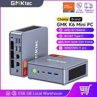 GMKtec K6 Mini PC AMD R7-7840HS 8C/16T 16GB RAM 512GB PCIe 4.0 SSD Mini Desktop Computer Window 11 Pro WiFi 6E/BT5.2 Type-C
