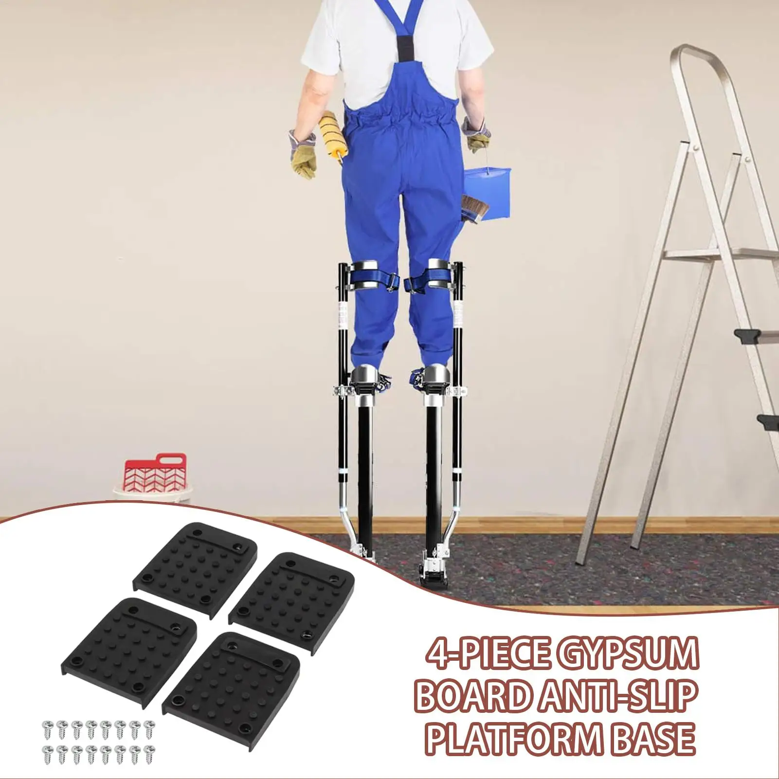 Tappetino antiscivolo per palette per cartongesso 4 pezzi Tappetino antiscivolo per treppiede da costruzione con vite per intonacare la pittura Cablaggio di strada