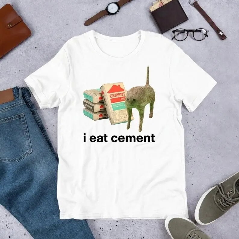 

I Eat Cement Cursed Cat, Funny Meme Shirt, Ironic Shirt, Cat Lover Gift, Oddly