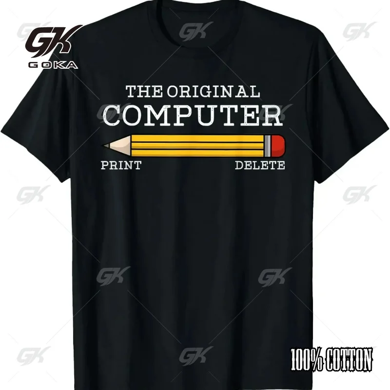 The Original Computer Funny Sarcastic Programmer Pencil T-Shirt Custom Printed Graphic T Shirts Women Casual Tops