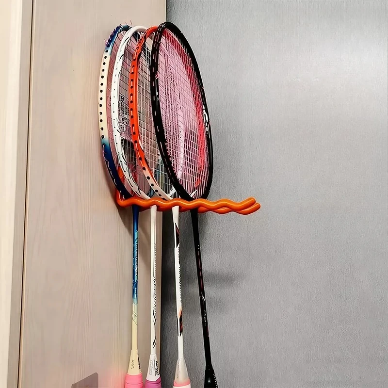 Iron Badminton Racket Storage Rack, Home Multi Grid Tennis Racket Hanging on The Wall, Hanging Hook Wall Storage Artifact