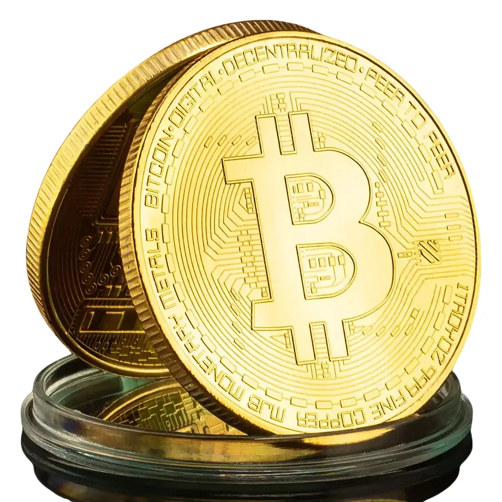 Great Bitcoin Coin Collectible Art Collection Gift Physical Commemorative Crypto Coin Metal Antiqueimitation with Protective cas