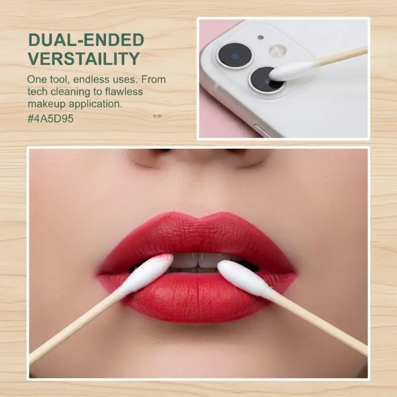 100/300/500Pcs Precision Tip Pet Cotton Swabs Pointed Tip Cotton Swabs Bamboo Sticks And Double Pointed For Outdoor Makeup