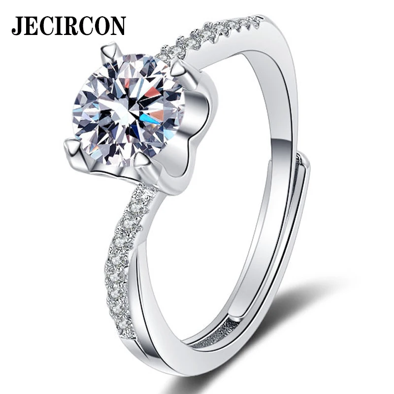 

JECIRCON S925 Sterling Silver Moissanite Bull Head Ring for Women New Niche Design Twist Arm Ring Couple Wedding Band Wholesale