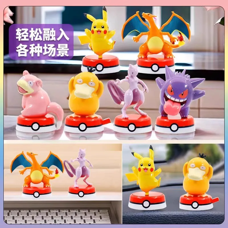 Original Pokemon Anime Figures Pikachu Gengar Charizard Mewtwo Psyduck Slowpoke Toys PVC Movable Model Kawaii Christmas Gifts