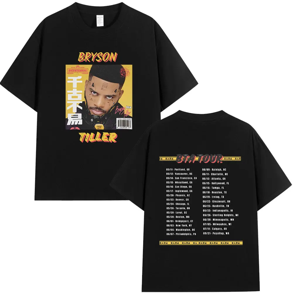 The Bryson Tiller 2024 Tour Concert T Shirt Men Women Hip Hop Fashion Short Sleeve T-shirts Vintage Oversized Streetwear T-shirt