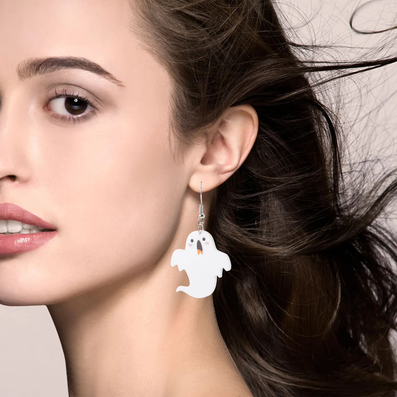 

1 Pair Halloween Ghost Earrings Asymmetric Dangle Earrings For Women Lightweight Chic Costume Jewelry Wedding Cosplay Party
