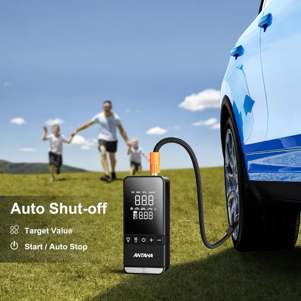 منفاخ إطارات ضاغط هواء محمول، مضخة هواء ذكية 150 رطل لكل بوصة مربعة لإطارات السيارات مع مقياس ضغط رقمي، مضخة إطارات للسيارات،