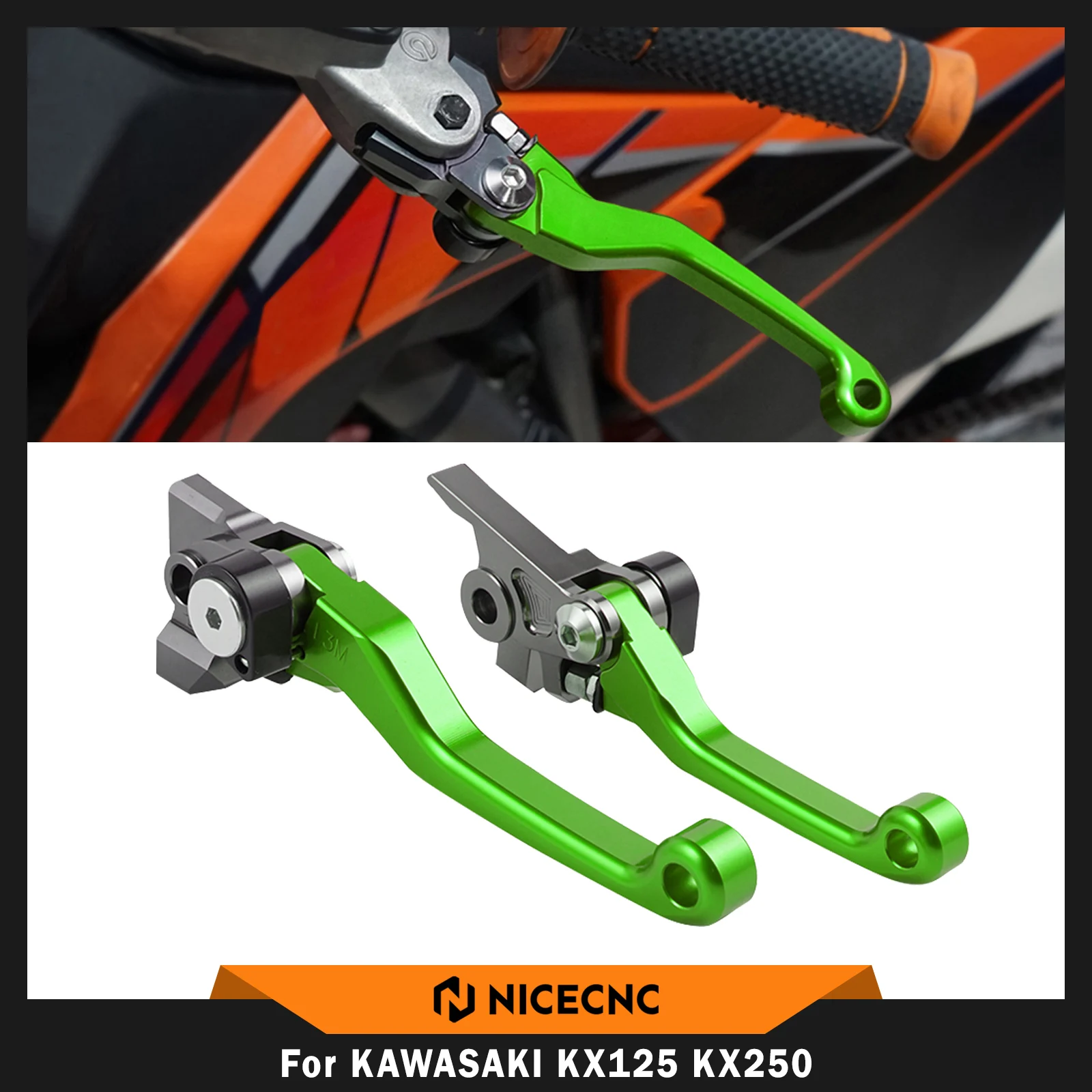 Image of NICECNC Brems- und Kupplungshebel für Kawasaki KX 65 KX 85 2001-2019, KX 125 KX 250 2000-2004, KX 250F 2004 und Suzuki RMZ 250 RM-Z 450