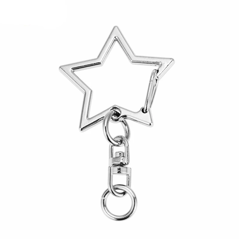 Star Pentagram Hollow Key Chain Rings Keychain DIY Accessories Lobster Clasp Keyring Jewelry Making Findings