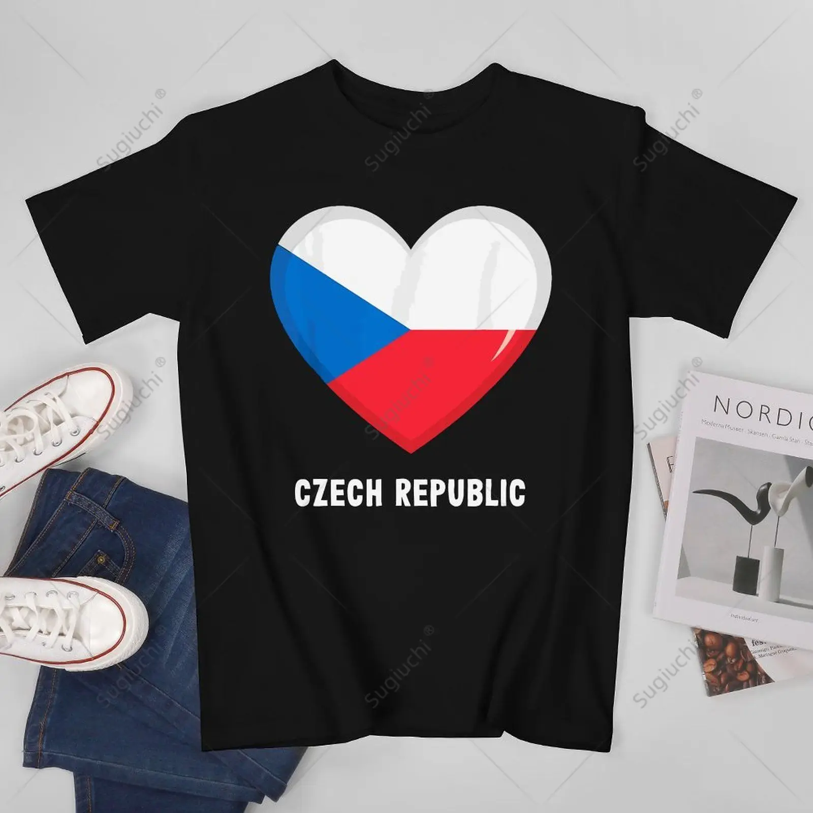 Unisex Men Czech Republic Flag Heart Tshirt Tees T Shirts Women Boys 100% Cotton T-Shirt
