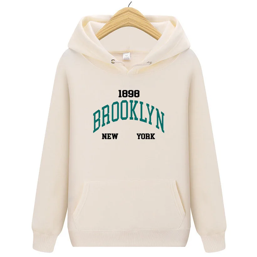 Brooklyn Creative Letter Pattern Male Hoodies Casual Street Style Clothes Hip Hip Loose Sweatshirts Autumn Fleece Pullovers