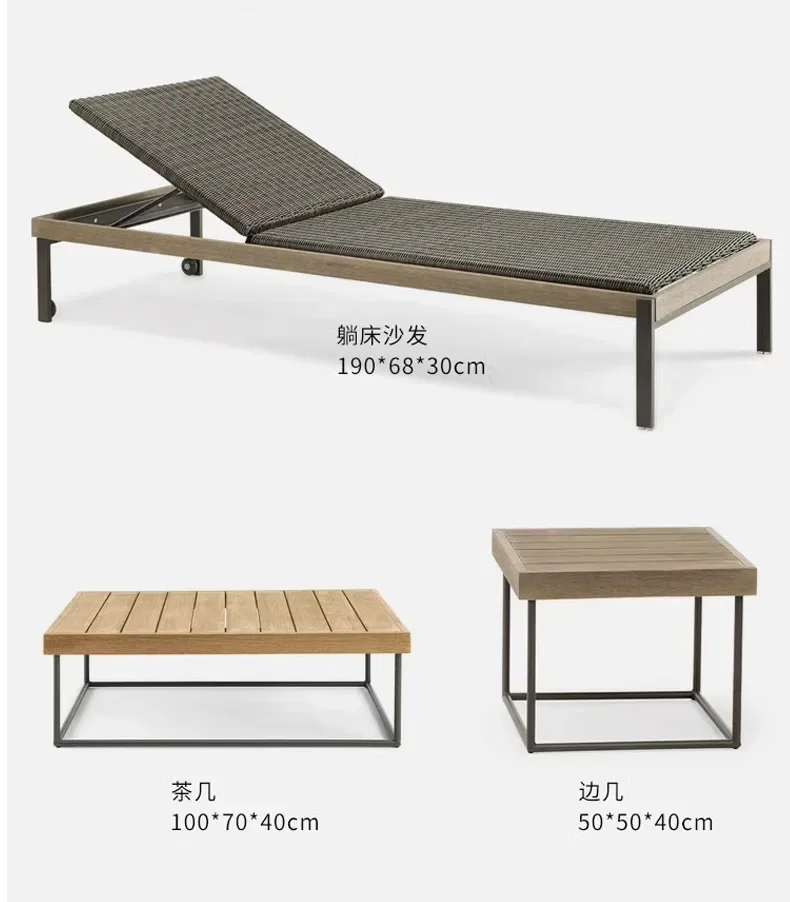 Nordic villa courtyard sofa high-end solid wood garden chair coffee table combination hotel bed and breakfast balcony leisure ra