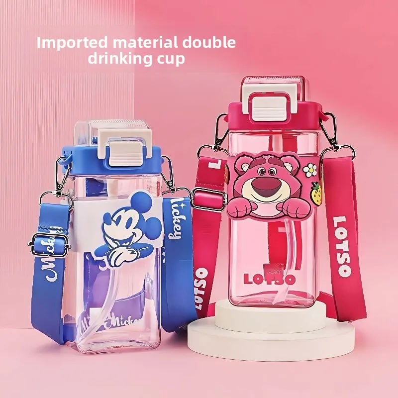 

Disney Strawberry Bear Large Capacity Straw Cup Mickey High-Precision Leak-Proof Sports Kettle Office School Fitness Wholesale