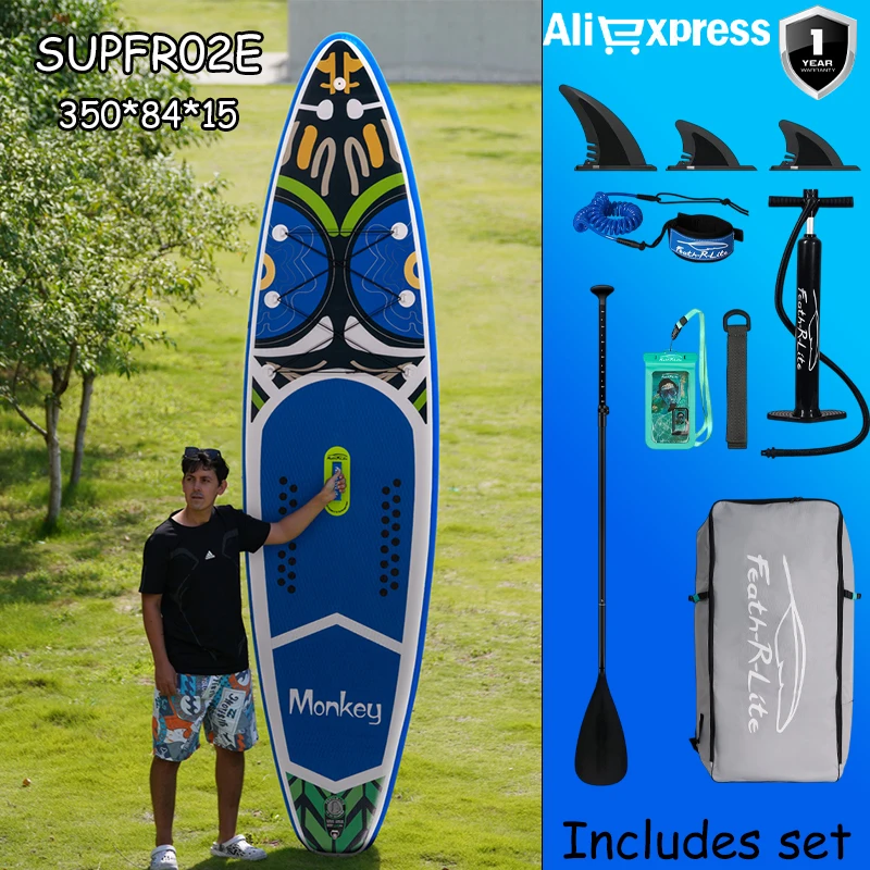 Tabla de Paddle Inflable Ultraligera Funwater SUPFR02E 350*84*15, Tabla de Paddle Antideslizante para Yoga Acuática, Pesca, Viajes y Surf para Adultos
