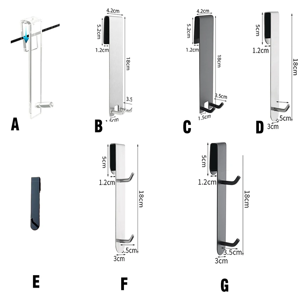 Acrylic Bathroom Shower Door Hook Over Glass Door Shower Towel Rack Punch-Free Bathroom Bathrobe Hanger Towel Hooks