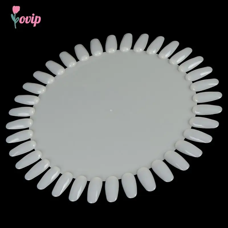 New 1pc White Acrylic Nail Color Card Tool Practice Painting Nail Polish Wheel Board Palette 36 Tips False Nail Art Display