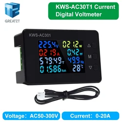 KWS-AC301 AC300 Digital Current Voltage Tester Module AC 50-300V Power Energy Meter AC Wattmeter Electricity Meter 0-20/100A