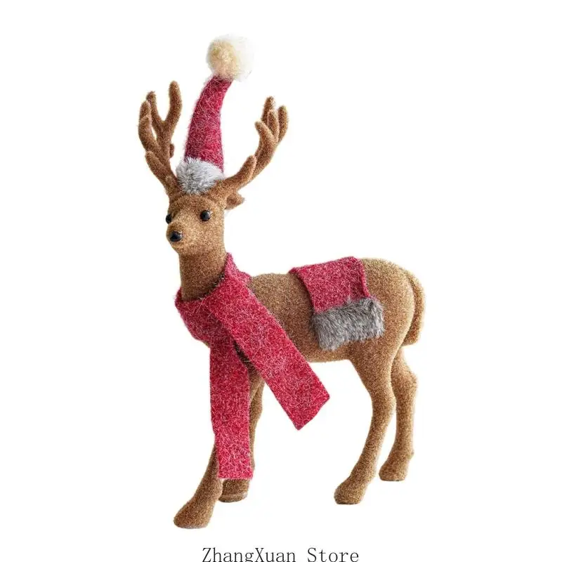 Saisonale Weihnachts-Hirschfigur mit rotem Schal und Geweih-Design, 3 x – Detail 9