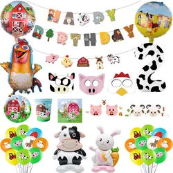 Farm Birthday Party Decorations Chicken Balloon Cow Disposable Tableware Set Baby Shower Dream Rangeland La Granja Zenon Party