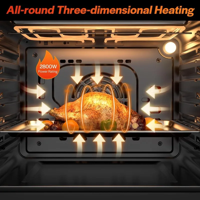 Empava 24 inch Electric Single Wall Oven with 6 Cooking Funcitons, Built-in Convection System with Mechanical Knob Control