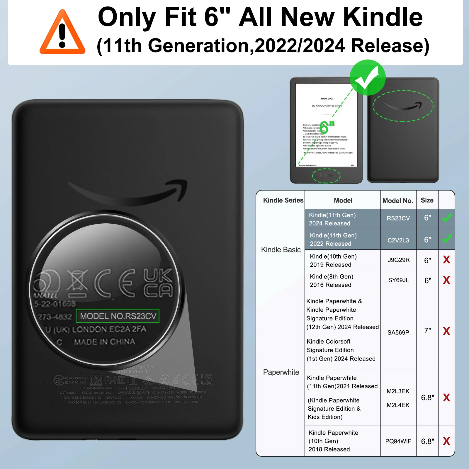 Etui na Kindle 6-calowy 11. generacji - wersja 2024, ultra przezroczysta, miękka, elastyczna, transparentna obudowa z TPU na tył, pasuje również do Kindle 6-calowy 11. generacji 2022. — zdjęcie produktu 2