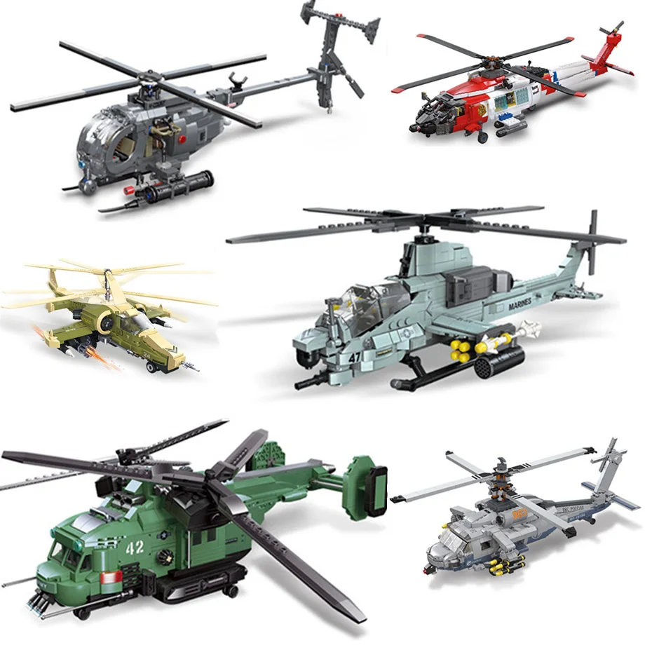 MEOA WW2 Military Aircraft Toy Building Bricks For Boys AH-1Z Armed Helicopter Building Blocks MOC Toys 12+y Kids Gifts