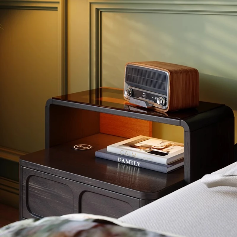 

French retro bedside table household bedroom bedside table solid wood creative high sense