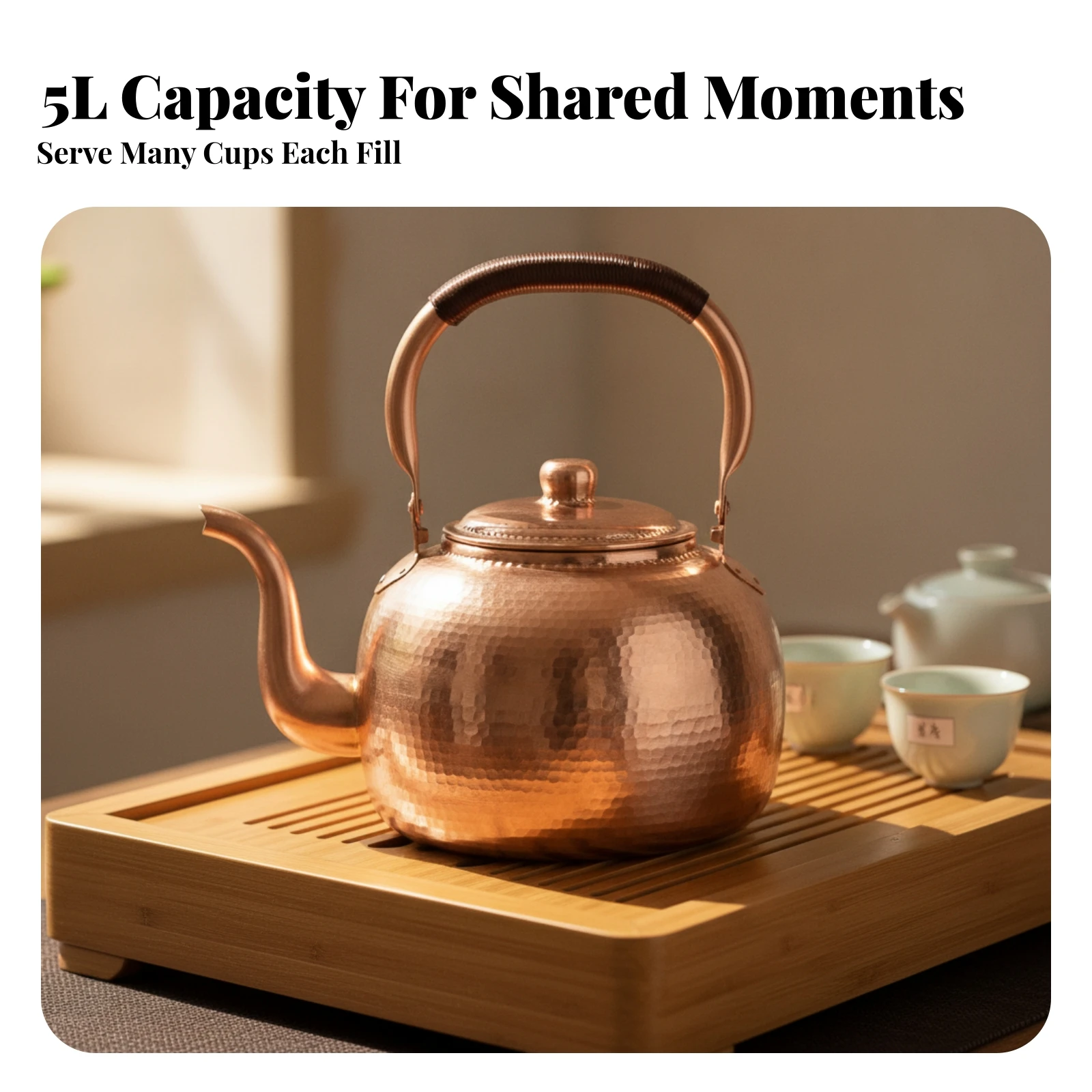 Tea Kettle with Spout Handmade Copper Kettle with Arched Handle Cookware Traditional for Home Cooks, Kitchen