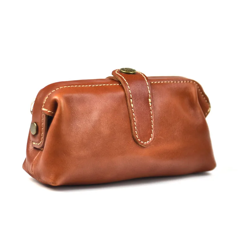 

Simple Vintage Designer Genuine Leather Women Clutch Cosmetic Bag Casual Natural Real Cowhide Girls Small Coin Purse Storage Bag