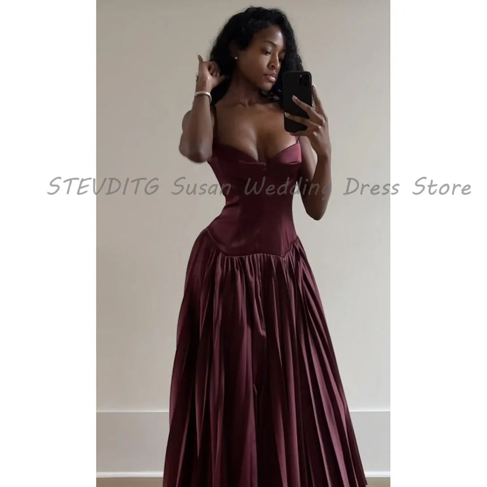 

Purple Evening Dresses Prom Party Spaghetti Strap Sleeveless High Quality A Line Banquet Celebrity Female Gowns Classic