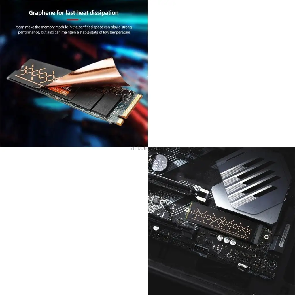 

2x радиатора M.2 SSD-кулеры Охлаждение SSD-памяти ноутбука Охладители SSD-накопителей M.2 Охлаждающий радиатор памяти Медный