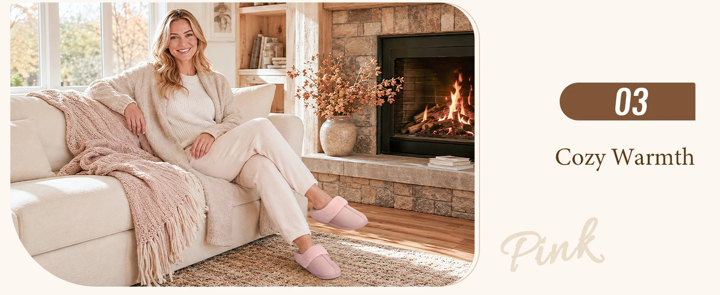 Smile Popcorn Damen Winter Flauschige Hausschuhe mit geschlossener Zehenpartie, weichem Wildleder, Plüsch und Fellkragen, rutschfest, warme Indoor-Hausschuhe – Detail 9