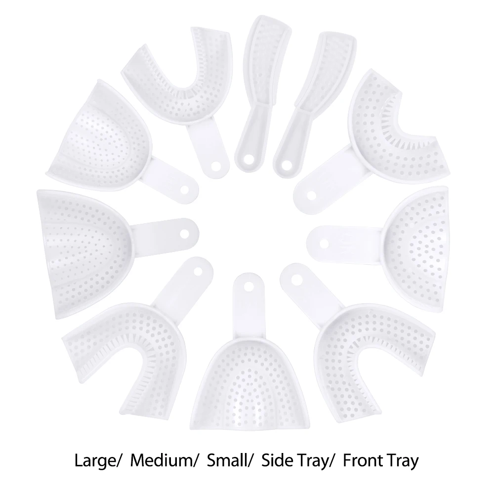 10 Stuks/5 Paar Tandheelkundige Indruk Plastic Bakje Wegwerp Tandheelkunde Lab Materiaal Geen Gaas Tandheelkunde Tandheelkundig Gereedschap Tandenhouder Trays