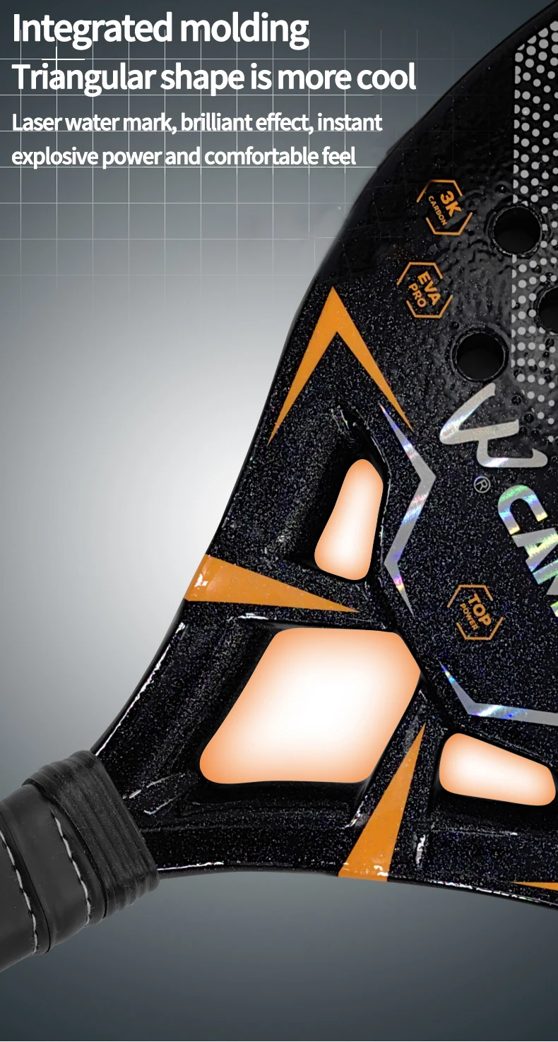 Die neue 3k Carbon Beach Tennis schläger Voll carbon Faser raue Oberfläche mit Schutzhülle Außen griff Handgelenk Pflege Geschenk Camewin – Detail 7