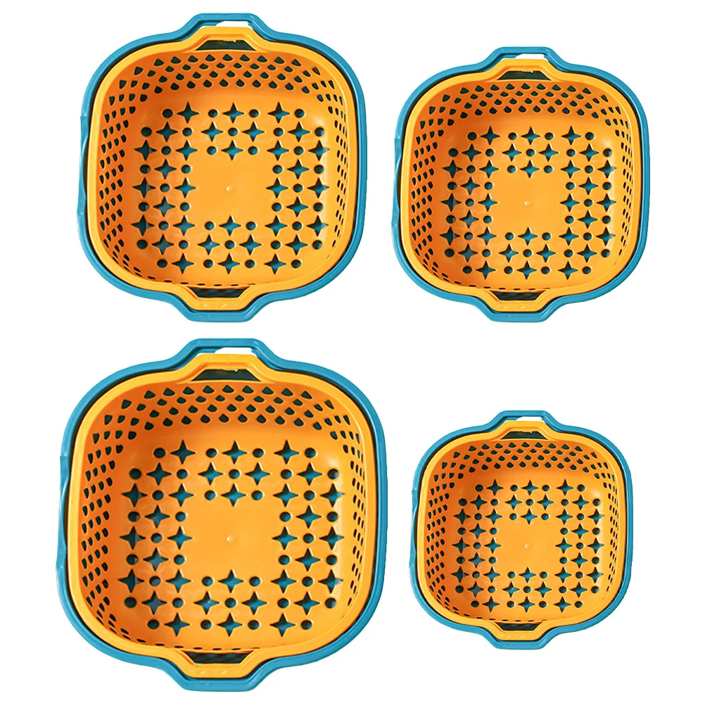 

8 Piece Double Layer Strainer Basket Vegetable Fruit Washing Container Kitchen Drain Storage Fruit Strainer Mesh