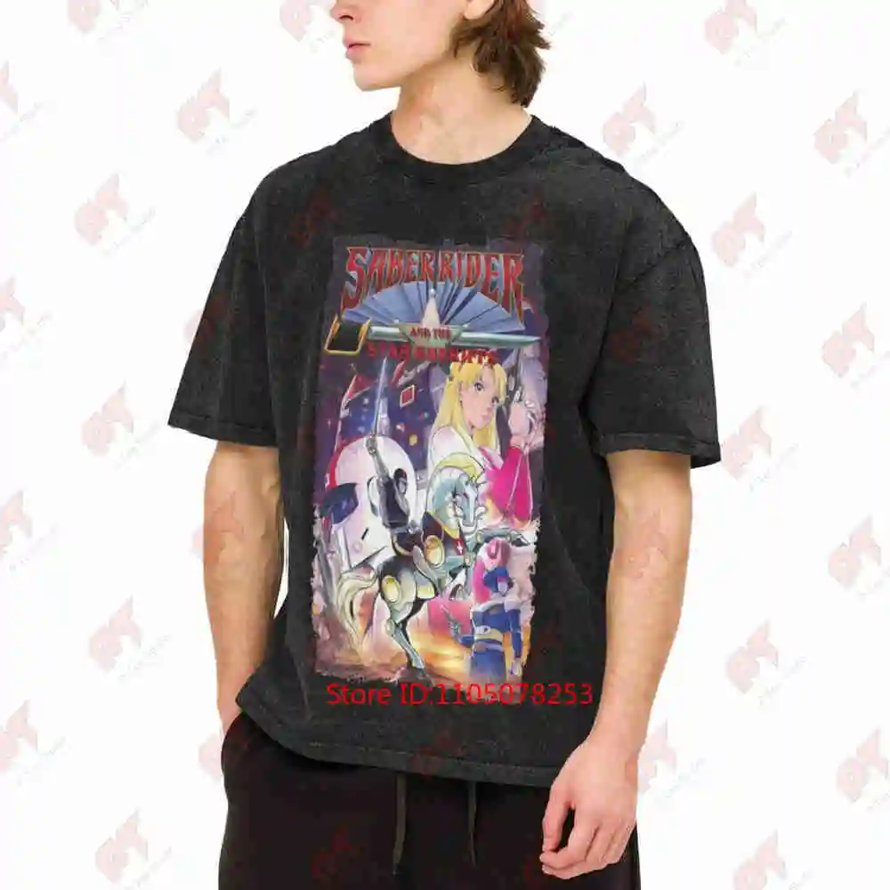 Saber Rider Branblan Anime Logo Vintage Washed Tee Pure Cotton T-Shirt