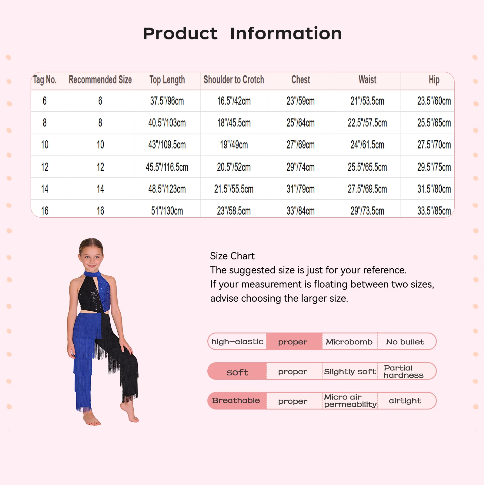 キッズガールズラテンダンスディスコパーティーパフォーマンスコスチュームセット光沢のあるスパンコールタッセルカラーブロックジャンプスーツホルターノースリーブボディスーツ