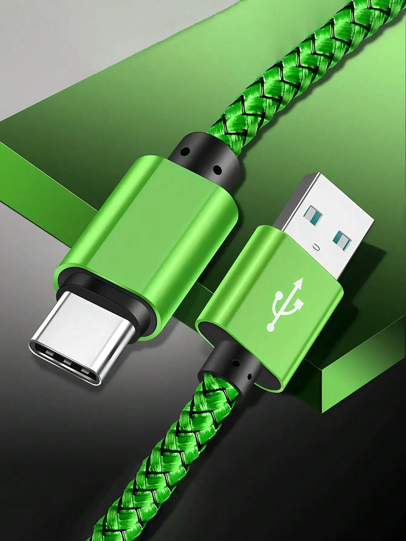 1pc USB-C Fast Charging Cable [3.3ft/6.6ft/10ft] USB-A To C Nylon Braided Charging Cord, Compatible With Samsung Galaxy S25 S24 S23 S22 S21 S10, Note 20 10 9 A51 G8 G7, Pixel, And Other USB-C Devices