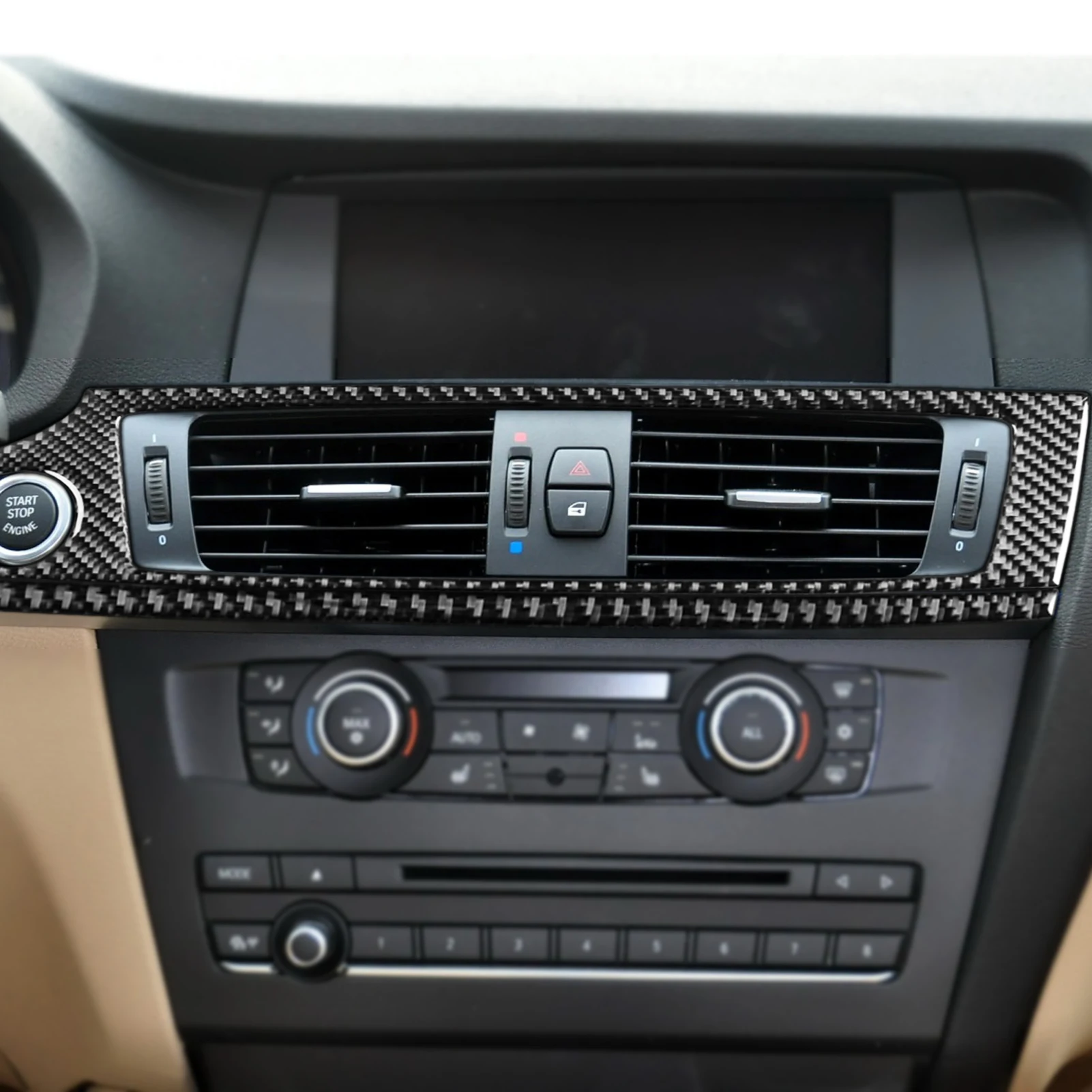 For BMW X3 F25 2011-2017 Center Instrument Air Conditioner Outlet Panel Cover Trim Real Carbon Fiber Car Interior Accessories