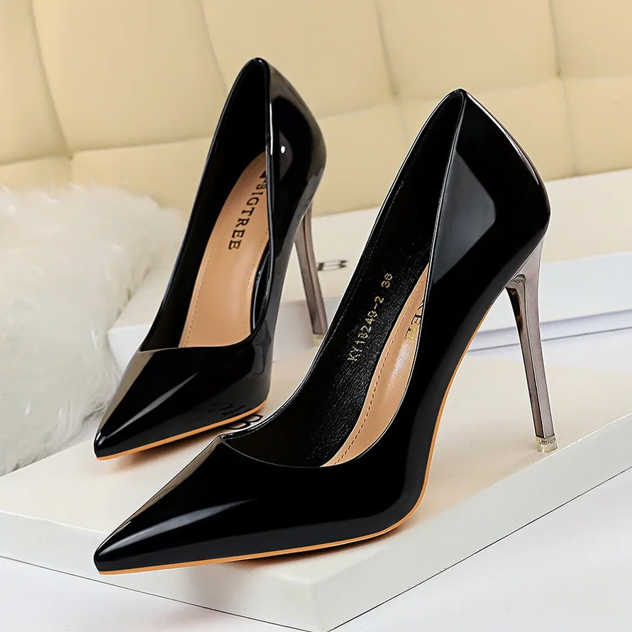 

BIGTREE Fashion New Women Pumps Pointed Toe Solid PU 10.5CM Thin Heels Cover Heel New in High Quality Trend Ladies Woman Shoes