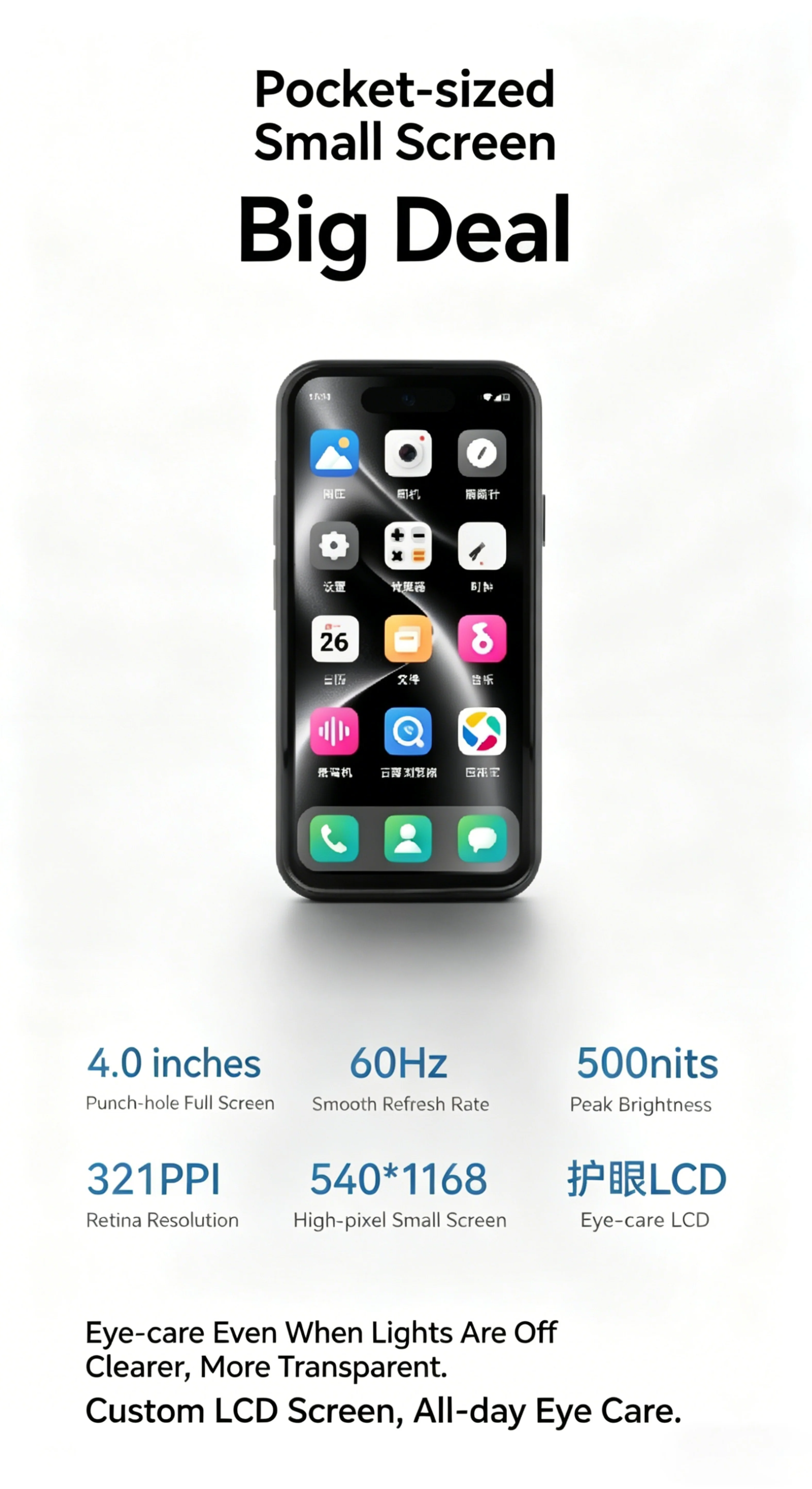 BLUEFOX NX1 4.0" Mini Smartphone Android 15 4GB 64GB/8GB 128GB ROM 4G LTE Dual SIM Compact Touch Screen Mobile Phone