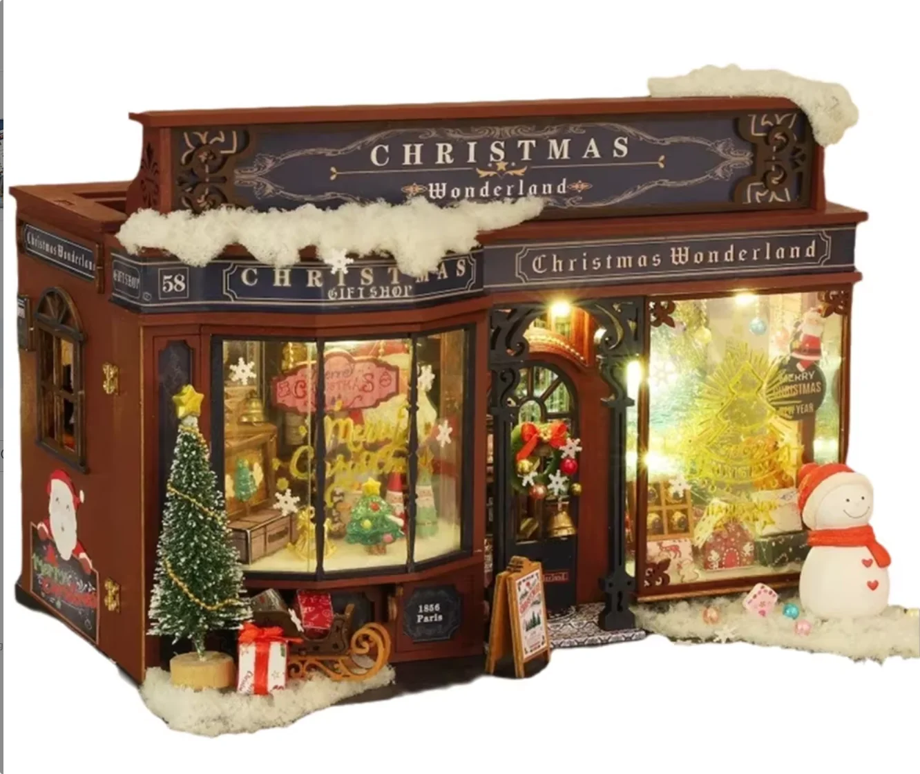 Image of DIY Holz-Weihnachtswunderland-Hütte Buchstütze Spielzeugmodell Handgefertigtes Montage-Set 3D-Puzzle 100-500 Teile Ab 14 Jahren