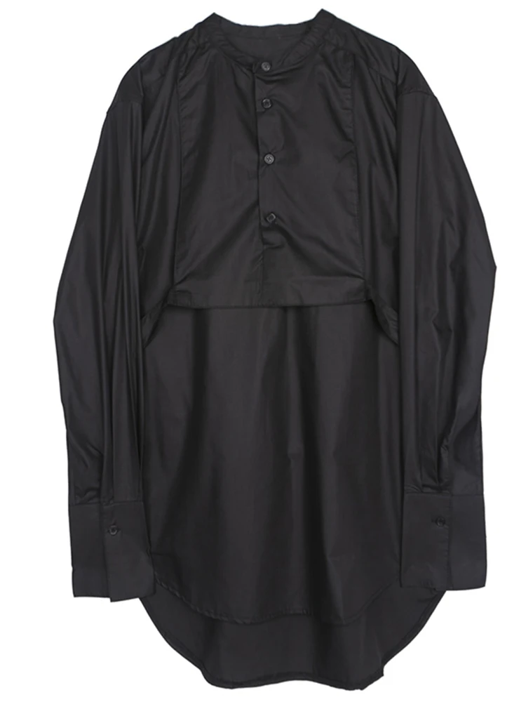 YERMORA الأبيض المرقعة موجز بلوزة غير رسمية للنساء الجولة الرقبة طويلة الأكمام فضفاضة قميص جديد موضة المد ربيع الخريف 2025