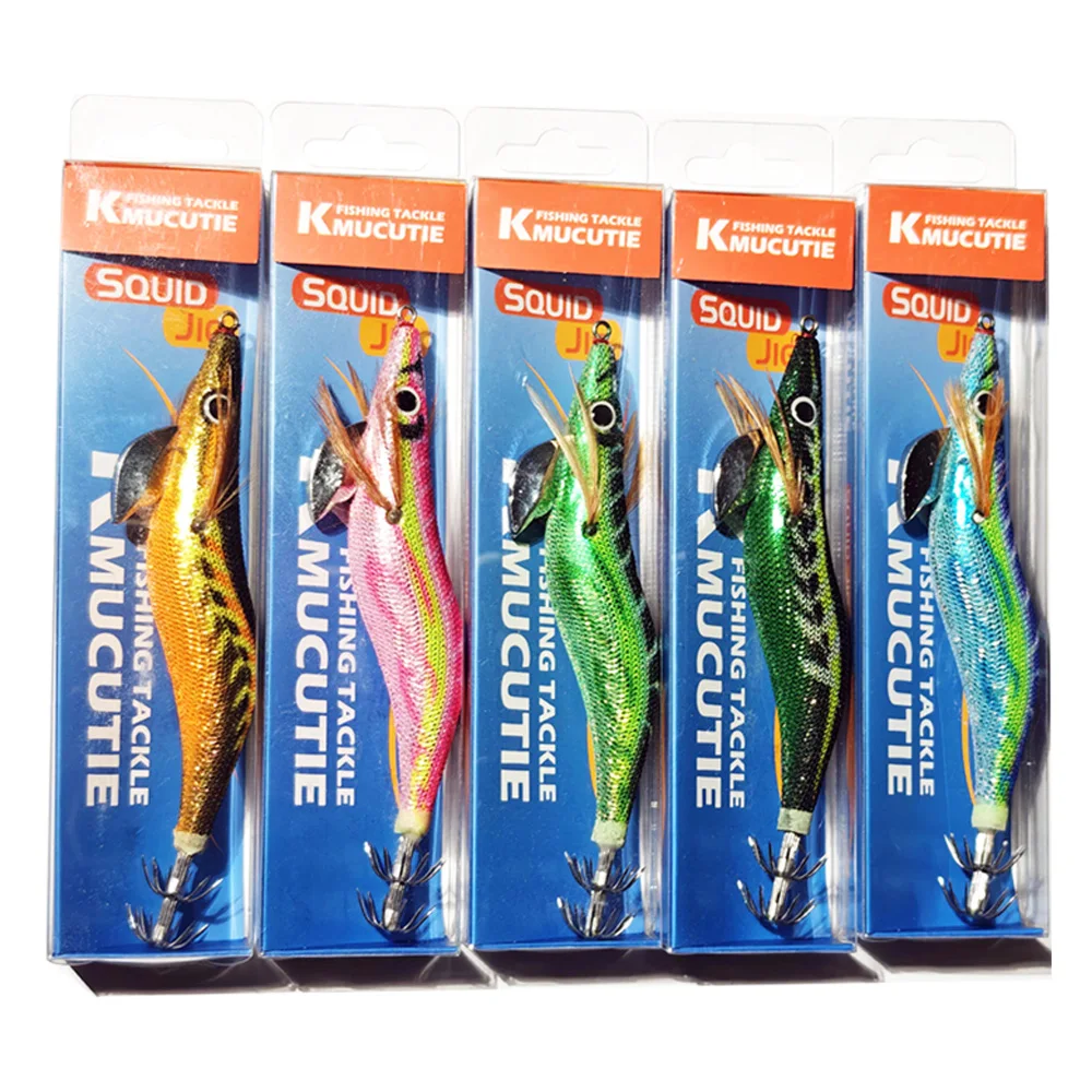 5pcs Noisy Squid Jigs Saltwater Fishing Lures Glow Squid Jigs for Cuttlefish Octopus Luminous Squid Jig Hooks Lure Kit