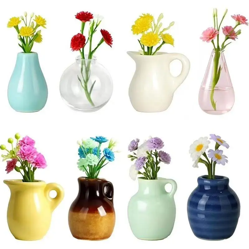 Mini Glass Bottle Flower Vase Fridge Magnets Big Small Sizes For Home Kitchen DIY Decoration Ornaments